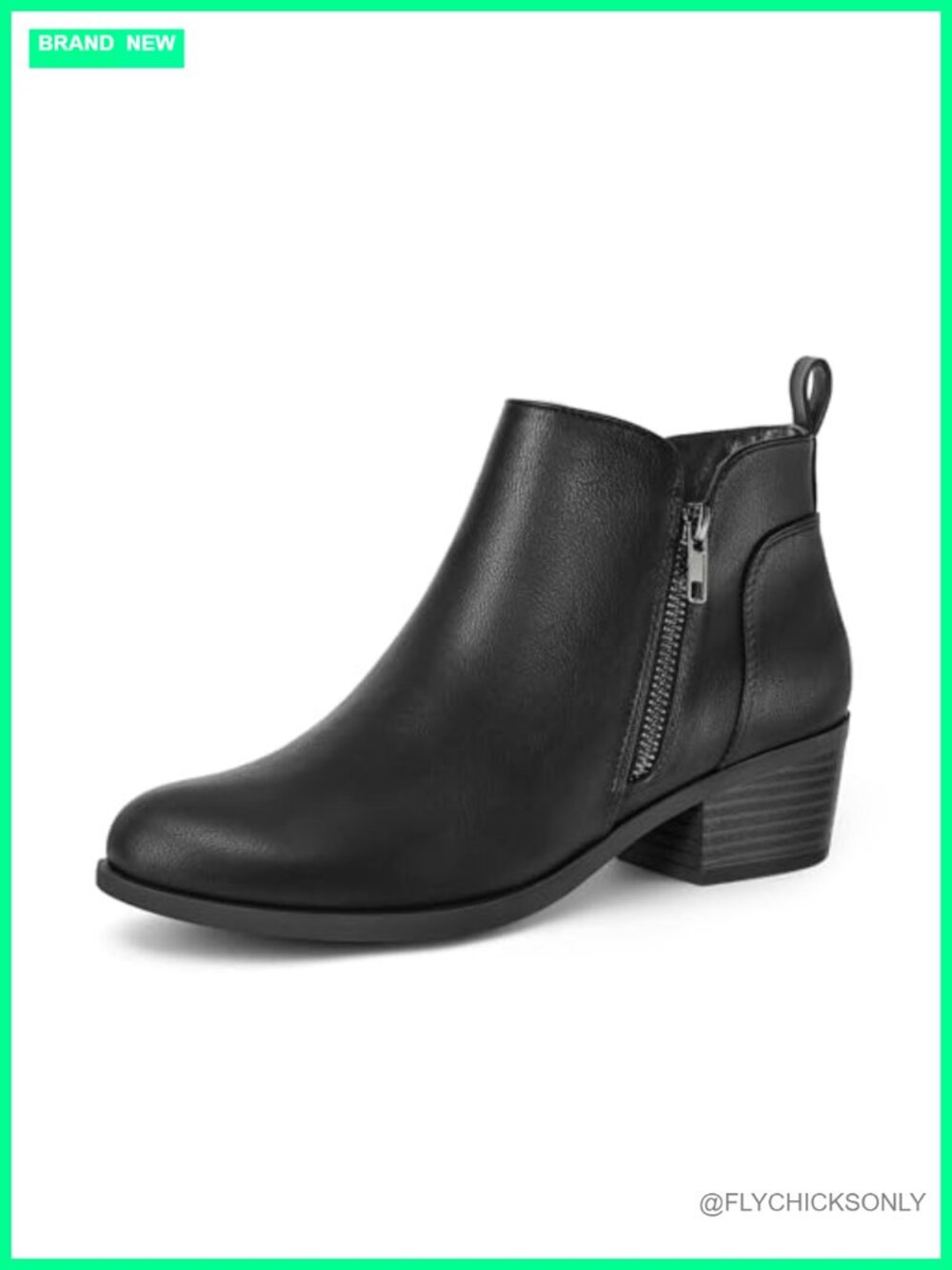 Women's Ankle Boots Chunky Low Heel Side Zipper PU Comfort Booties